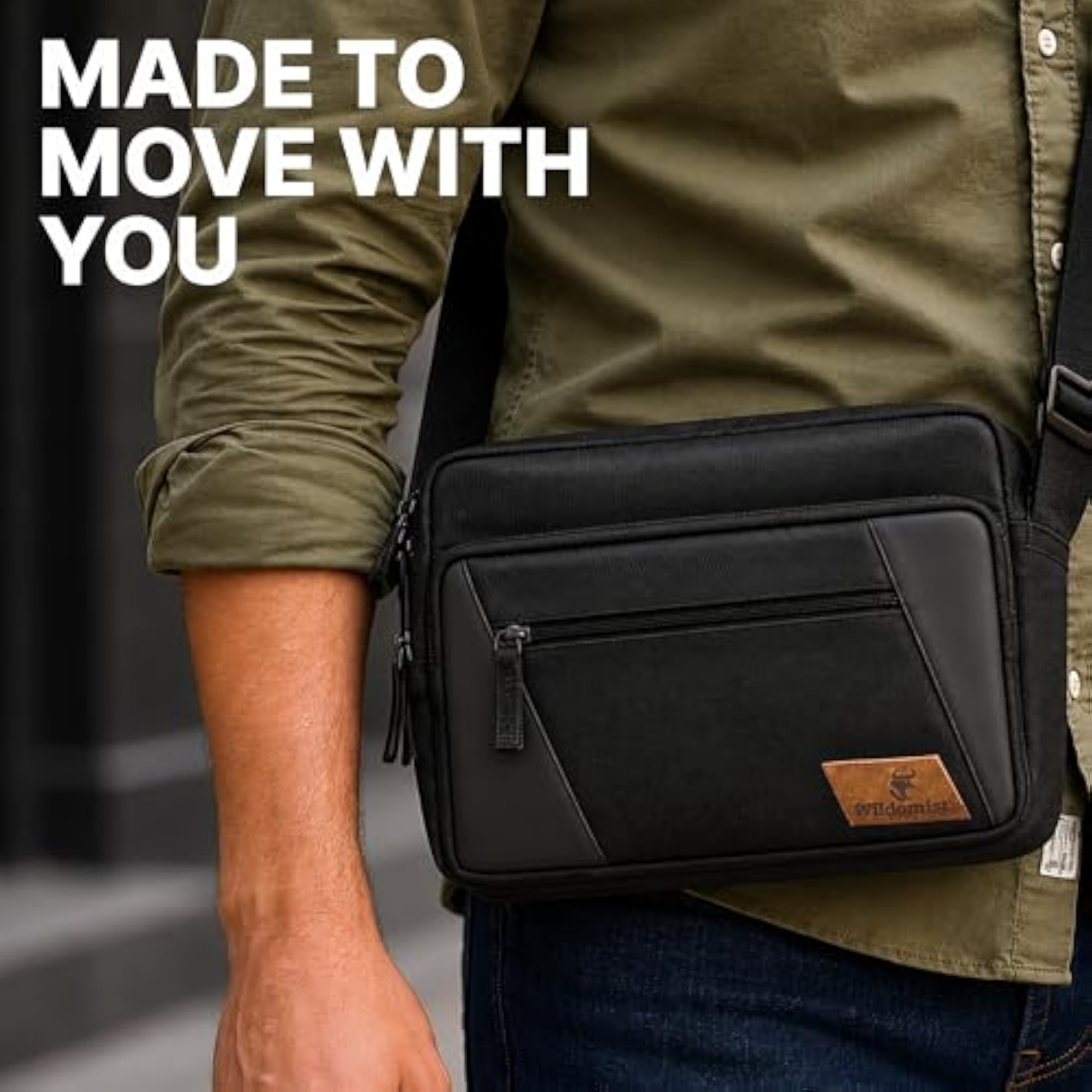 Men's Messenger Bag, Water-Resistant Crossbody Style